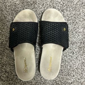 Spenco Woven dark brown Charlotte Slides